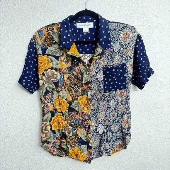 Vintage Norton McNaughton Pattern Blouse w/Shoulder Pads - Size 12 - Picture 1 of 6